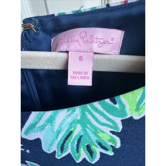 Lilly Pulitzer Size 6 Donna Inky Navy Purple Pink Green Floral Elephant Romper - Picture 4 of 8